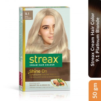 Streax Cream Hair Color 9.1 Platinum Blonde, 50 gm